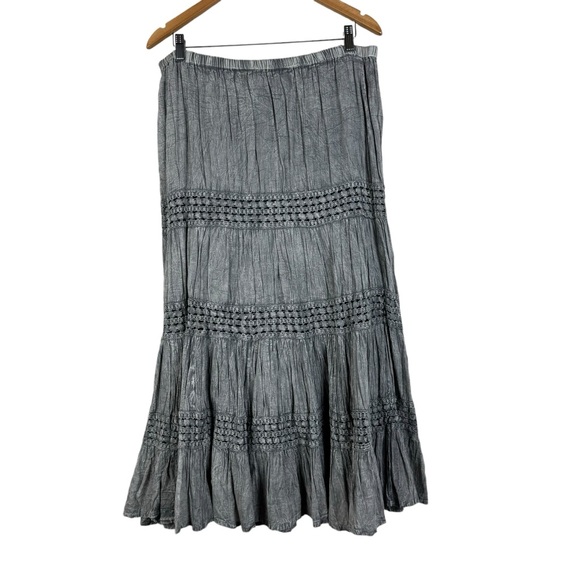 Metrowear Maxi Skirt Gray Stonewash Acid Wash Size Large - Picture 2 of 8